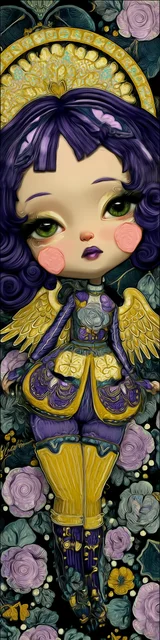 Free kawaii angel bookmark featuring dark purple hair kawaii angel